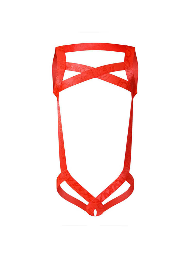 Men's Solid Sexy Hollow Ring Thong Bodysuit