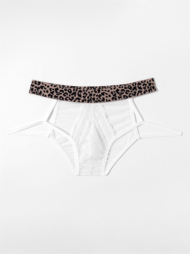 Men's Hollow Sexy Leopard Lace Briefs
