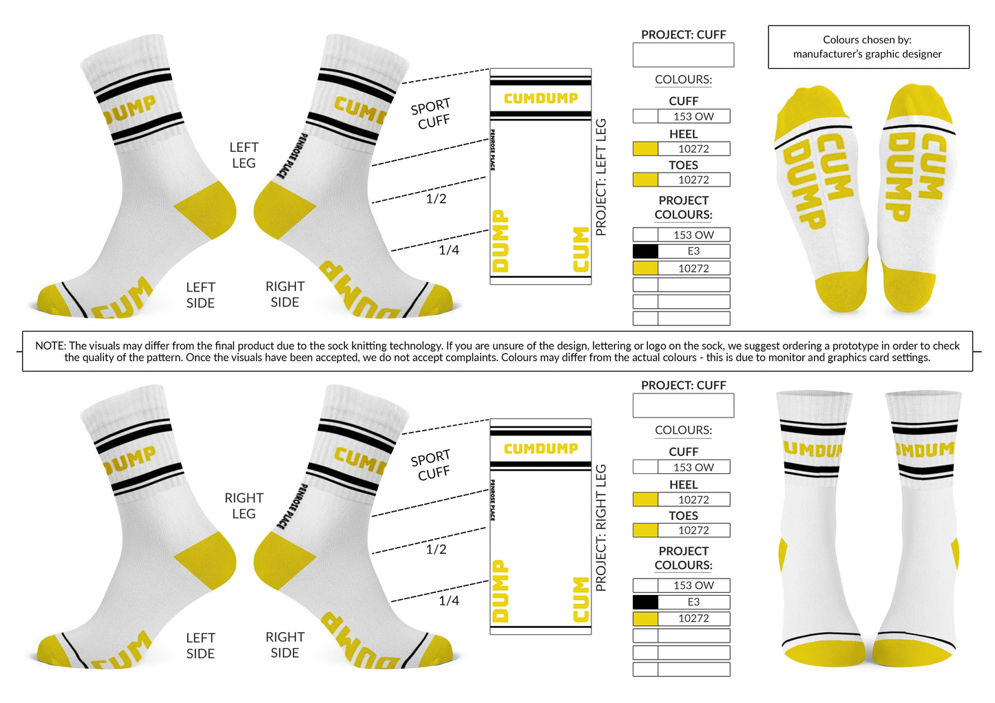 CUM DUMP | Cotton Crew Socks | Mid-length