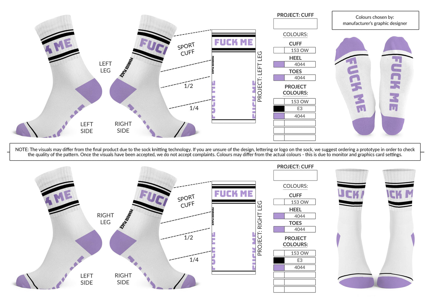 FUCK ME | Cotton Crew Socks | Mid-length