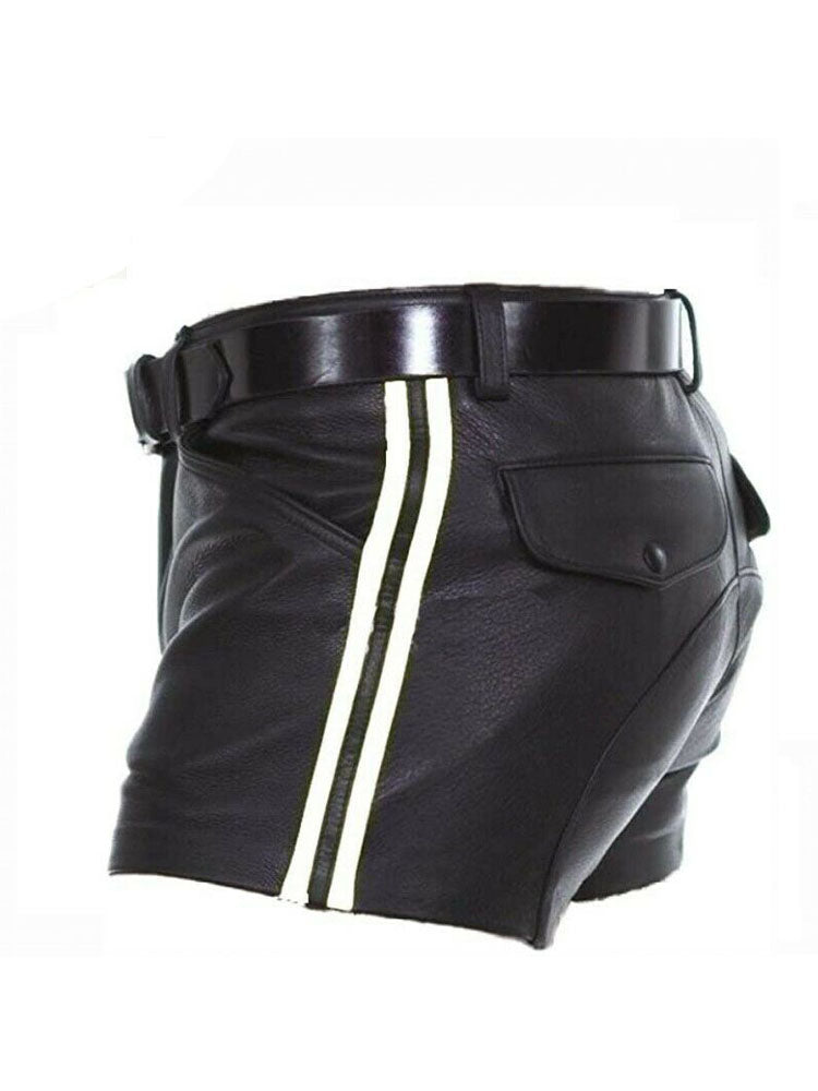 Multicolor Striped Leather Shorts