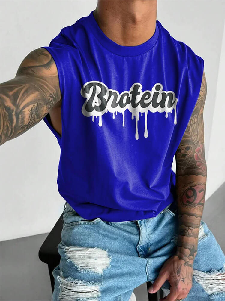 Men's Brotein Art Print Wide Shoulder Cotton Vest