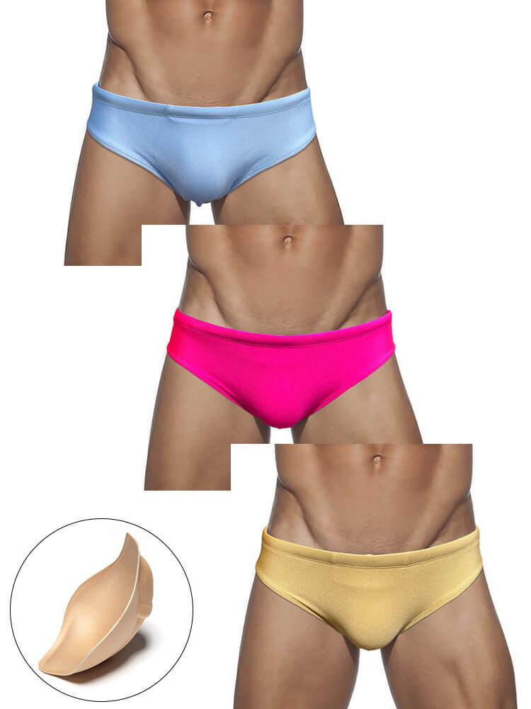 Men's Solid Color Shiny Sexy Triangle Swim Briefs