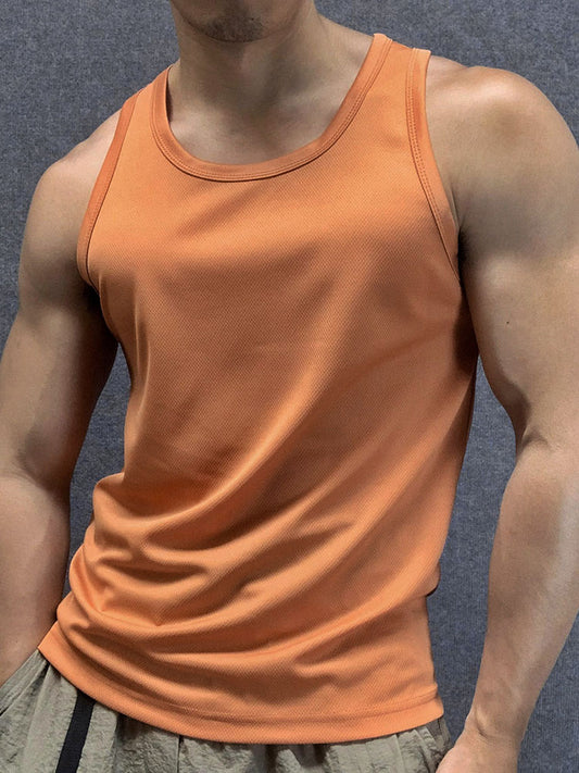 Men's Round Neck Slim Fit Muscle Fitness Tank Top