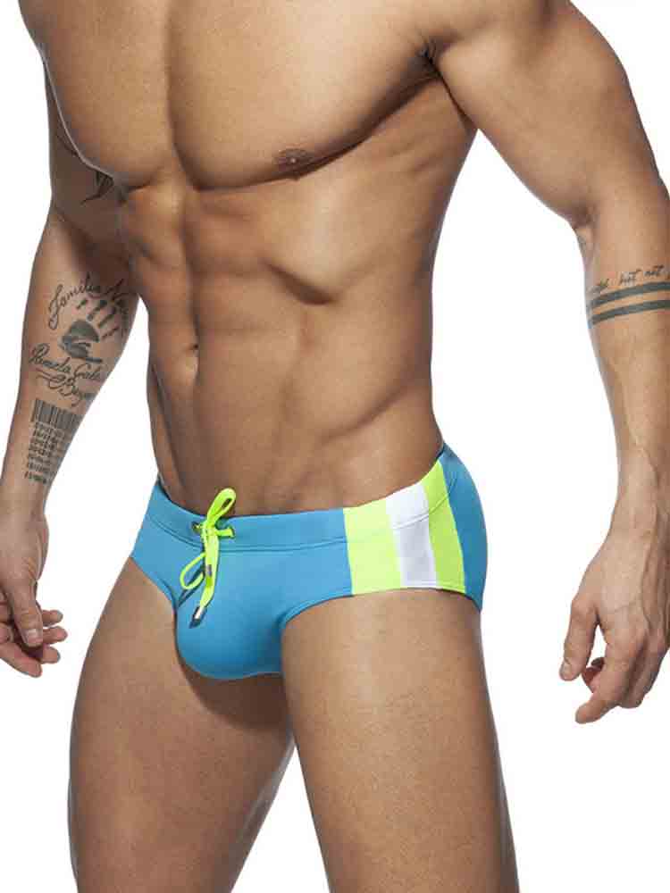 Men's Side Colorblock Lace-Up Swim Briefs