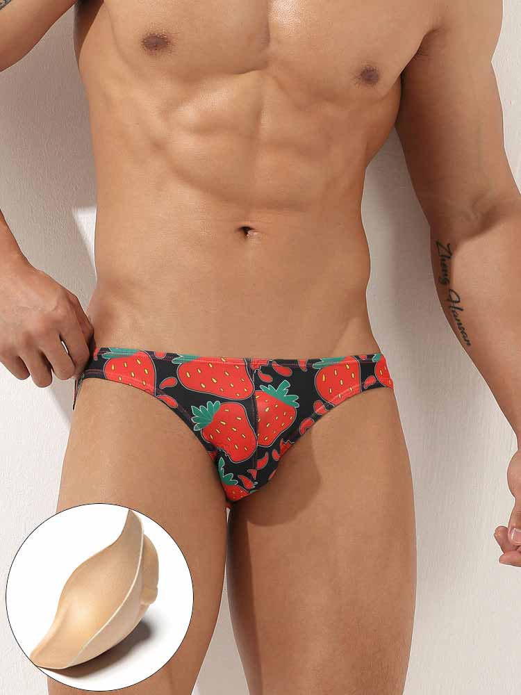 Men's Ice Silk Ultra Thin Print Tight Swim Briefs