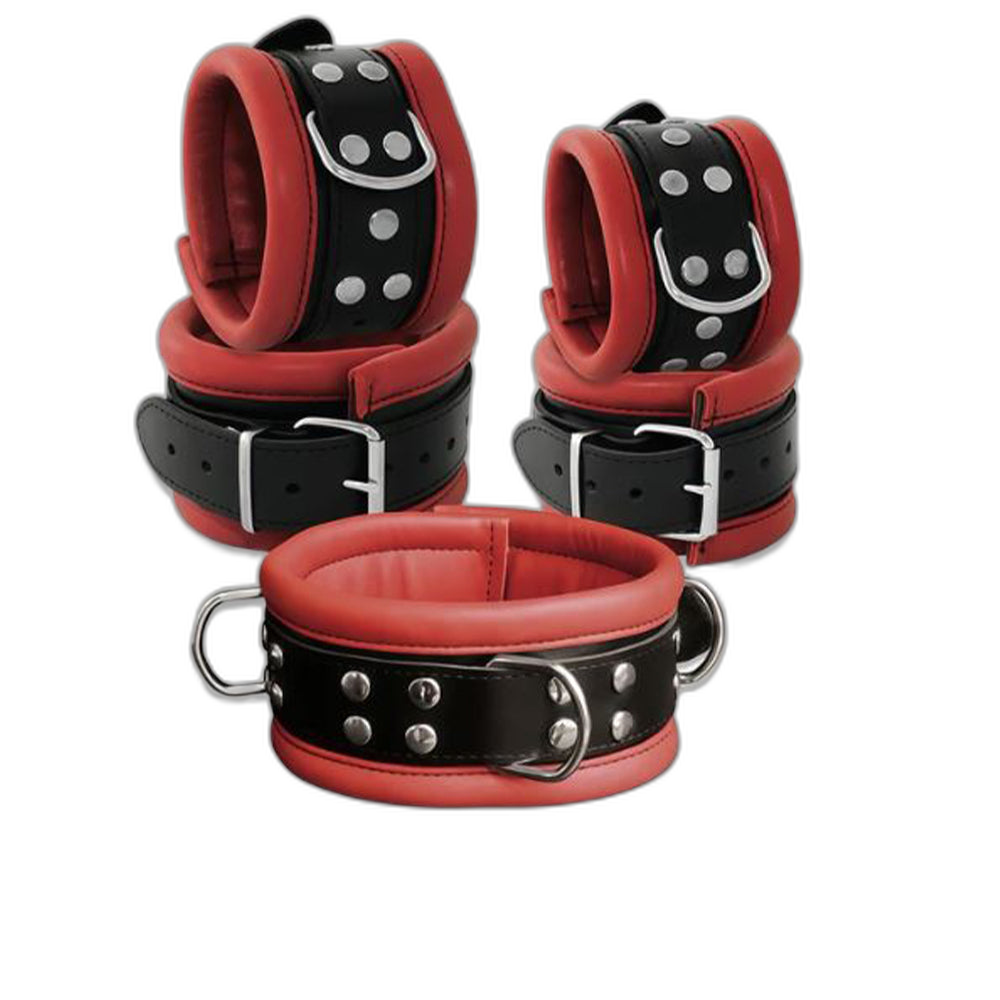 ruff GEAR Hardcore 5 Piece Leather Bondage Set Red
