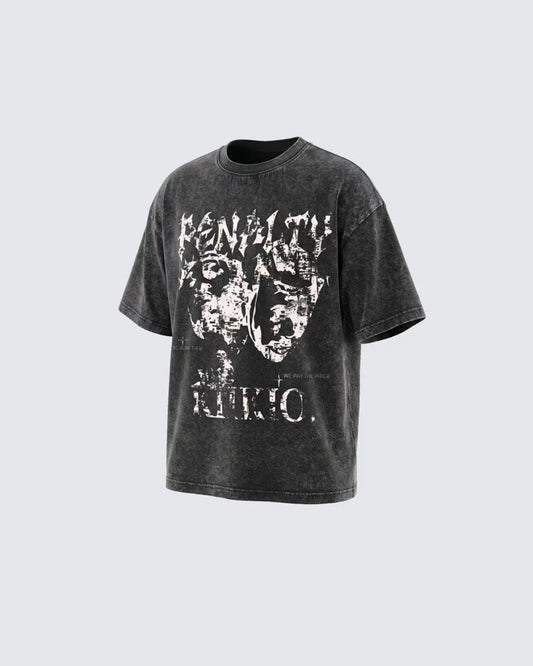 American Washed Distressed Graphic Oversized T-Shirt