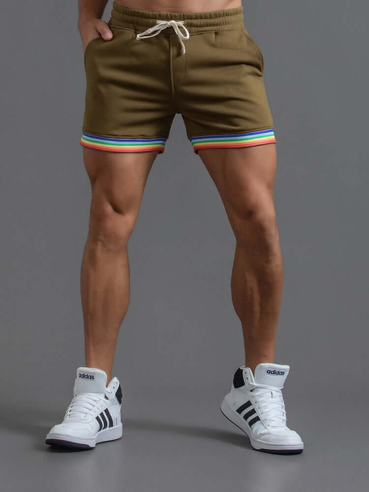Men's Rainbow Stripes Cotton Shorts