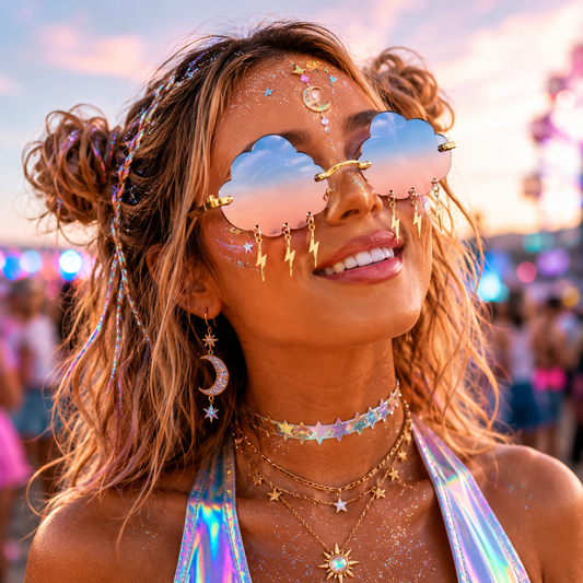 Blue Peach Cloud & Lightning Glasses