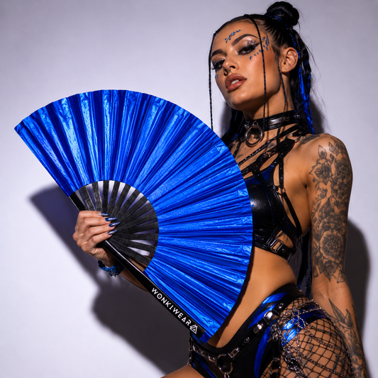 Cobalt Blue Shimmer Metallic XL Festival Fan