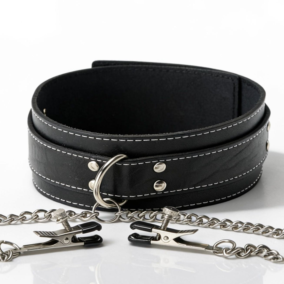 Coveted Bondage Collar with Nipple Clamps