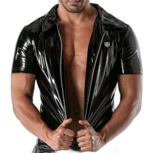 TOF Paris Vinyl Zip Shirt Black