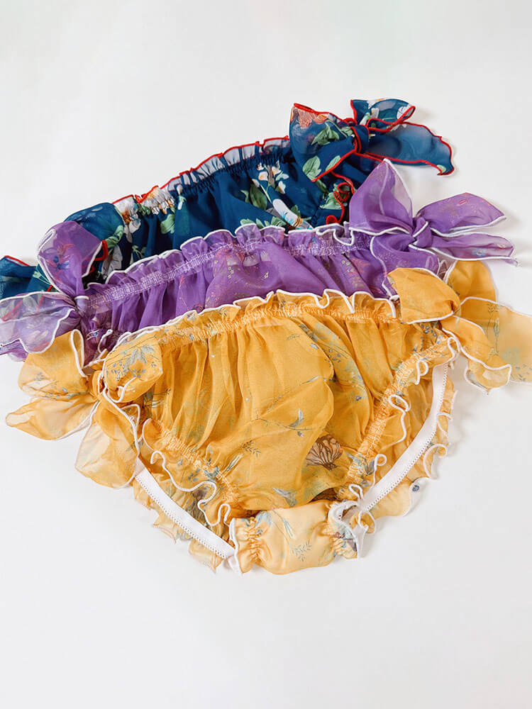 Men's Sexy Bow Ruffle Chiffon Briefs