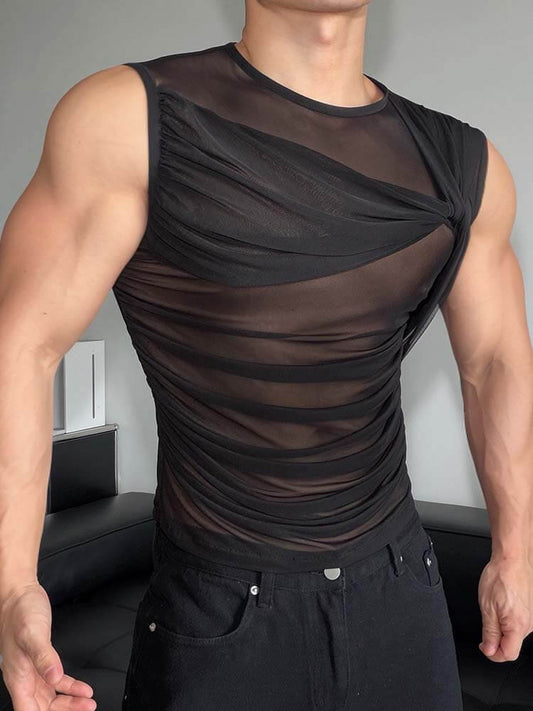 Men's Sheer Mesh Sleeveless Tank Top