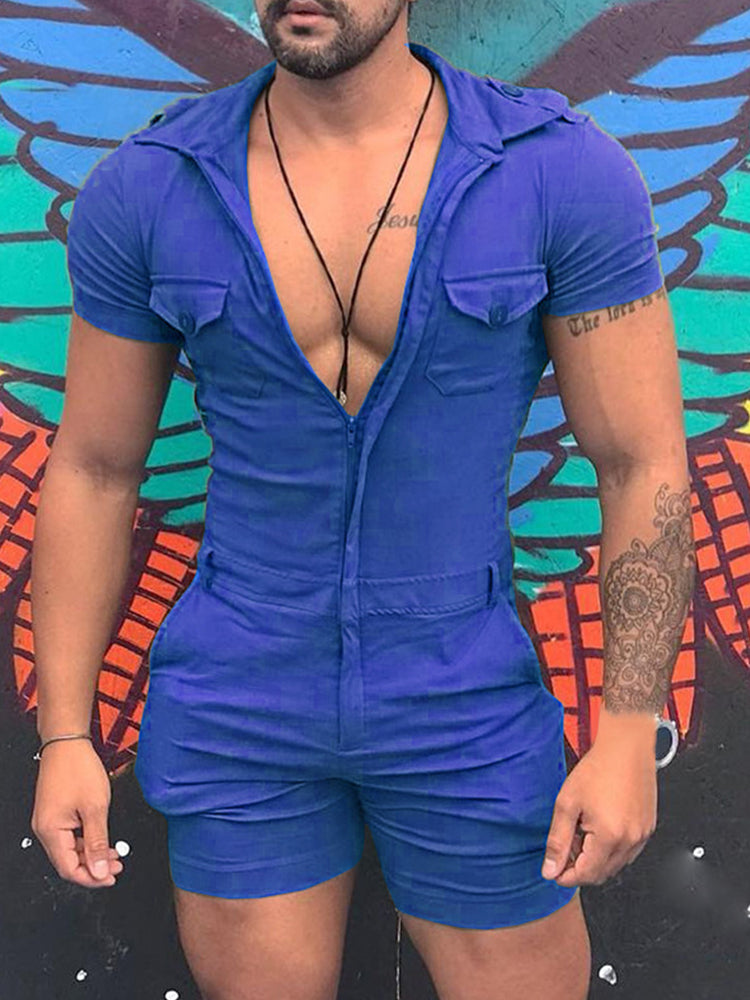 Men's Short Sleeve Jumpsuit - Green