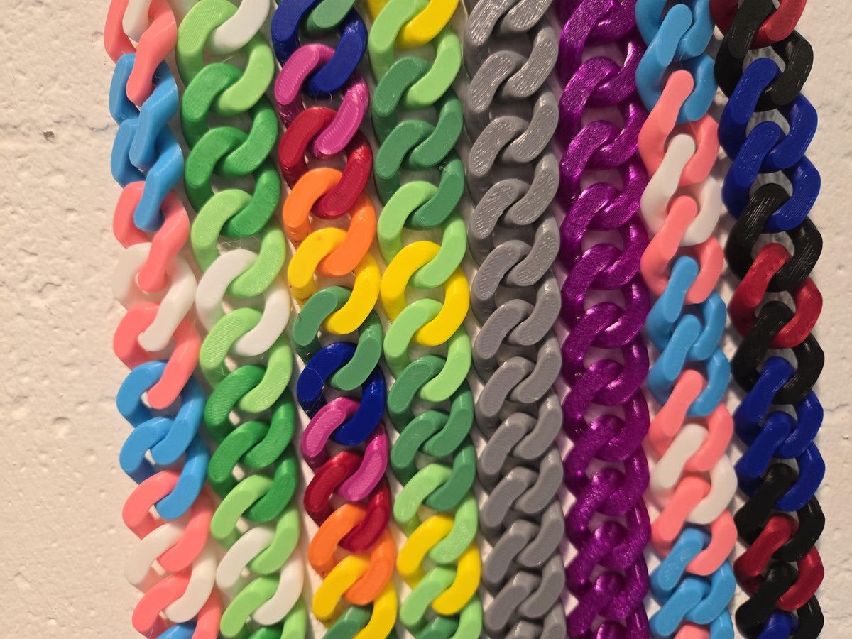 Stretchy 3D Printed Cuban Chain Loop Necklace – Colorful, Customizable, Durable & Stylish