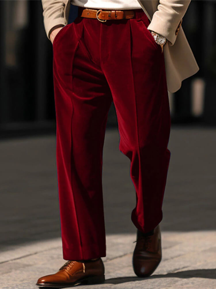 Men's Fashion Straight Leg Solid Color Dress Pants