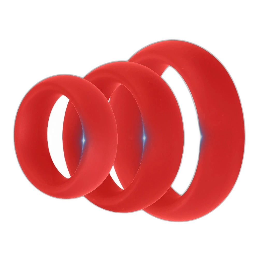 ruff GEAR Pure Silicone Donut Cock Ring Set Red