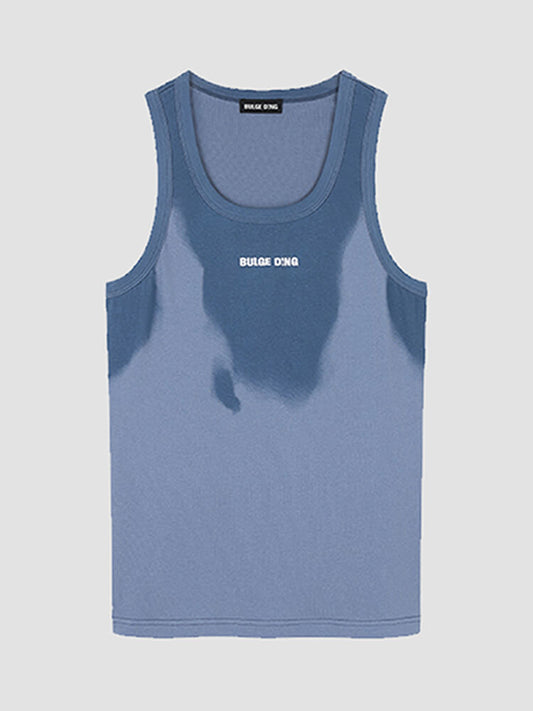 Men's Sweat-Mark Print Fitted Sports Tank Top