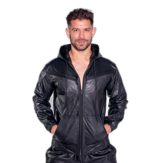 Prowler RED V Sports Leather Jacket Black