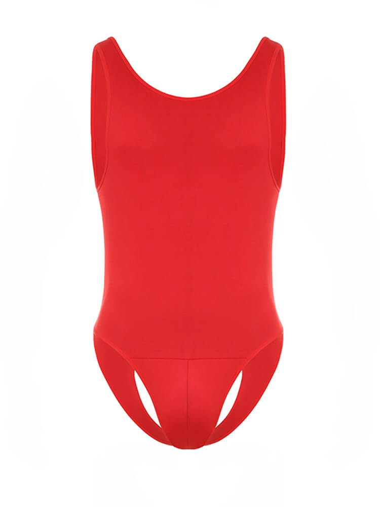 Men's Sexy Sleeveless Elastic Back Open Bodysuit