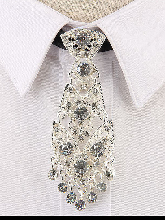 Metallic Diamond Studded Necktie