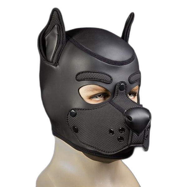 Mr S Leather Neoprene K9 Puppy Hood | Black/Black