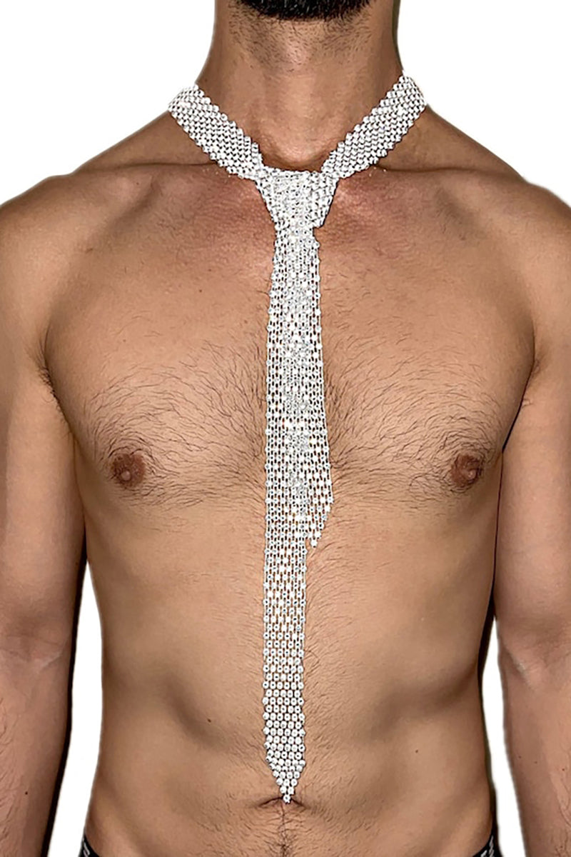 Sparkling Rhinestone Choker Adjustable Neck Tie