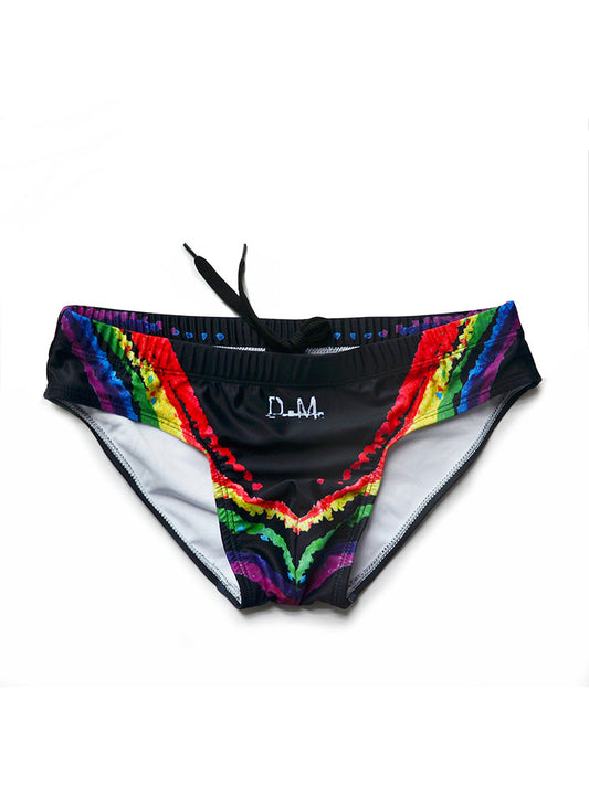 D.M Sexy Rainbow Swim Briefs