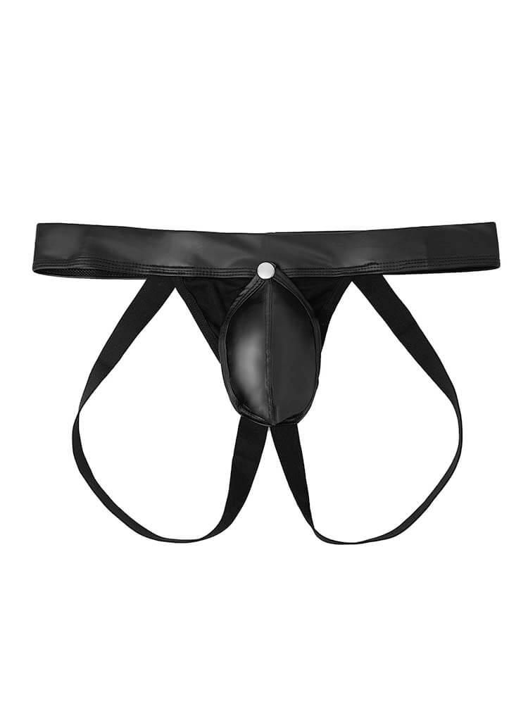 Men's Sexy Rivet Separate Hollow PU Leather Thong