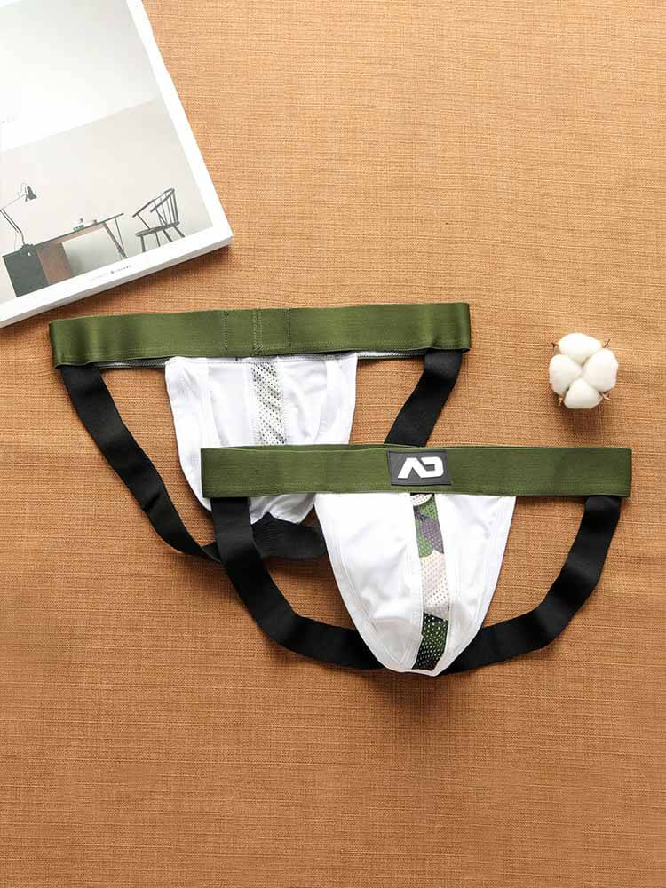 Men's Sexy Camouflage Hollow Double Thong Briefs
