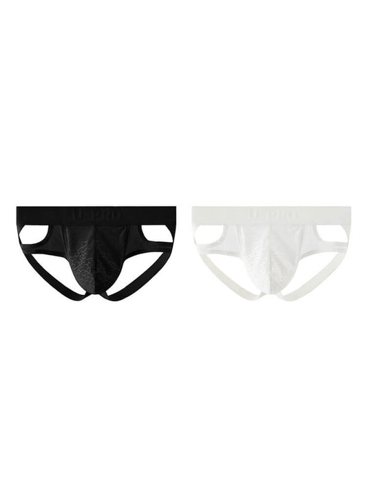 Men's Sexy Mesh Lace Patchwork Hollow Nylon Briefs
