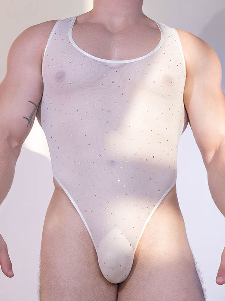 Men's Sexy High-Elastic See-Through Mesh Bodysuit