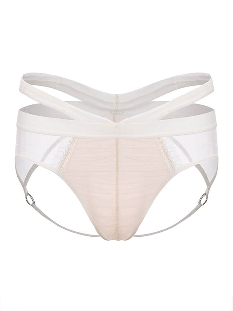 Men's Sexy Mid-Waist Antibacterial Mesh Hollow Briefs