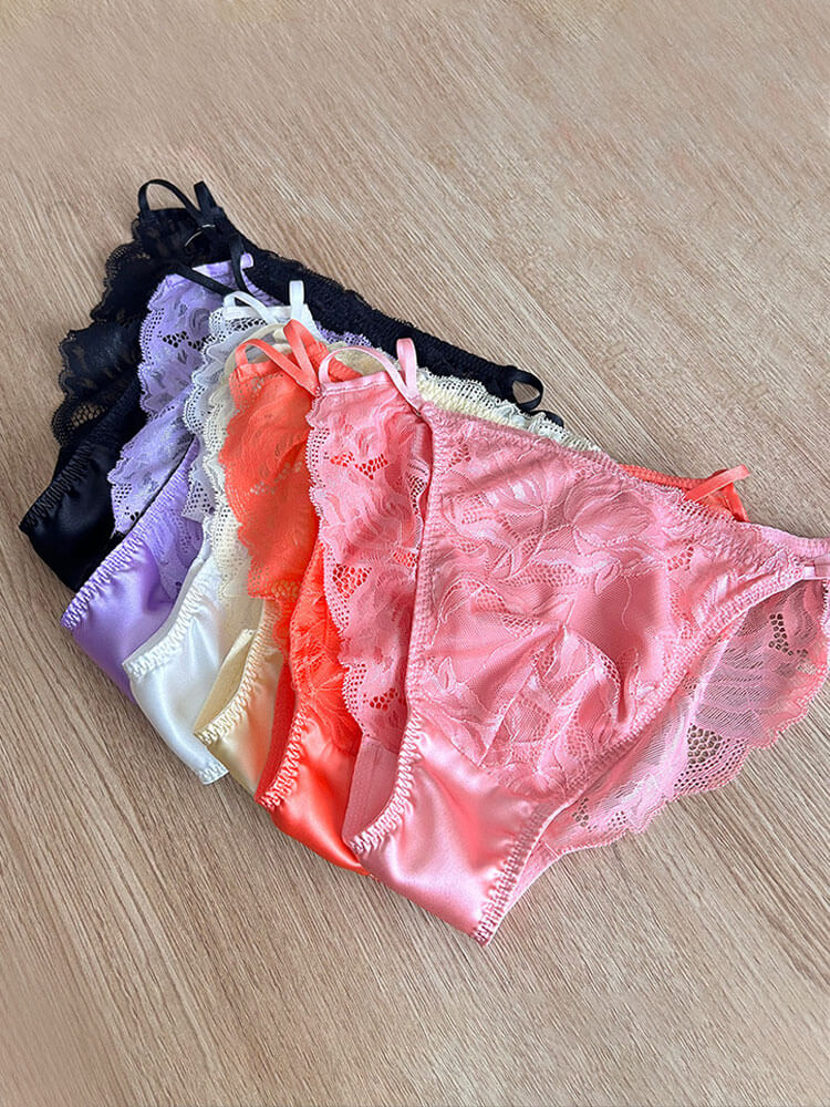 Men's Sexy Solid Lace-Up Mulberry Silk Briefs