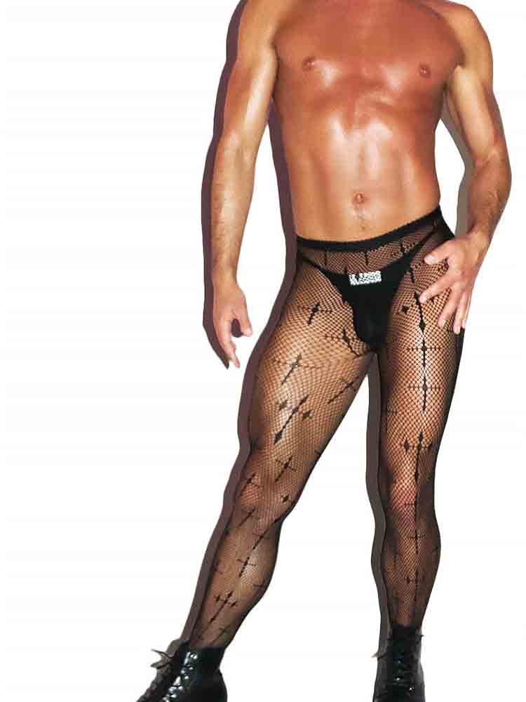 Men's Cross Pattern Fishnet Stockings