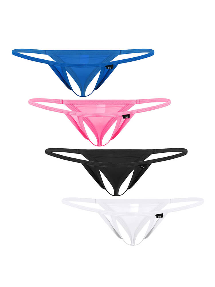 Men's Front Hollow Design Ice Silk Stretch Thong