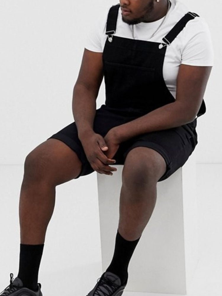 Men's Plus Size Retro Denim Black One-Piece Overalls Romper
