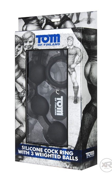 Tom of Finland Silicone Cock Ring with 3 Weighted Anal Balls