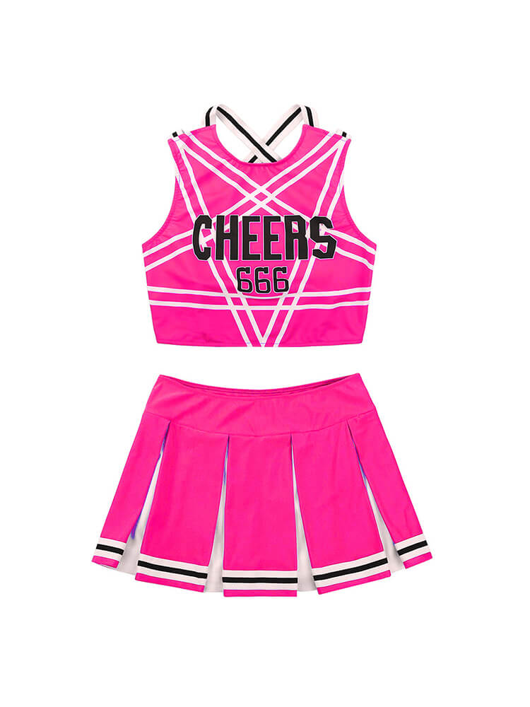 Letter Striped Cheerleading Performance Set - Blue