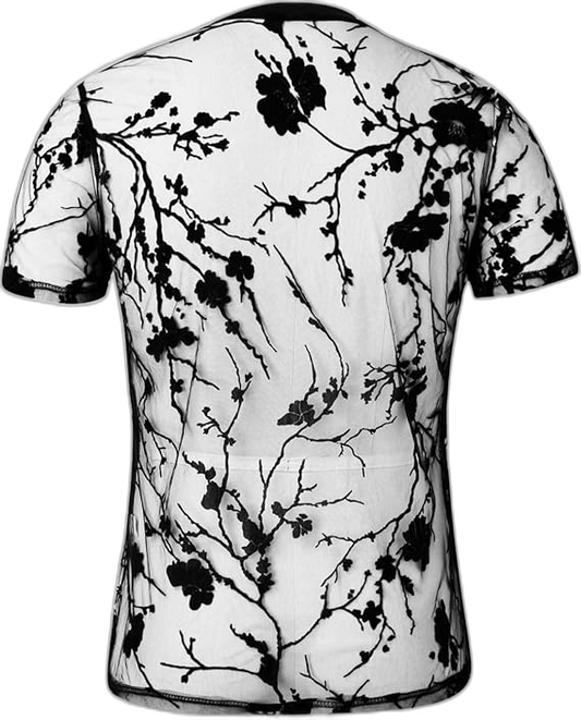Mesh Floral Short Sleeve T-shirt