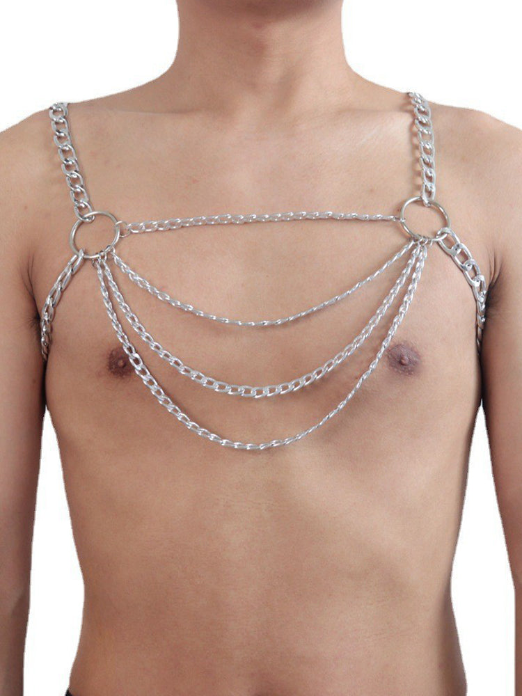 Men's Body Chain Harness - Silver