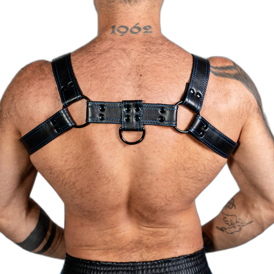 ruff GEAR RAW Leather Bulldog Harness Black Royal