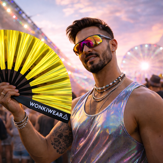Golden Goddess Iridescent XL Festival Fan