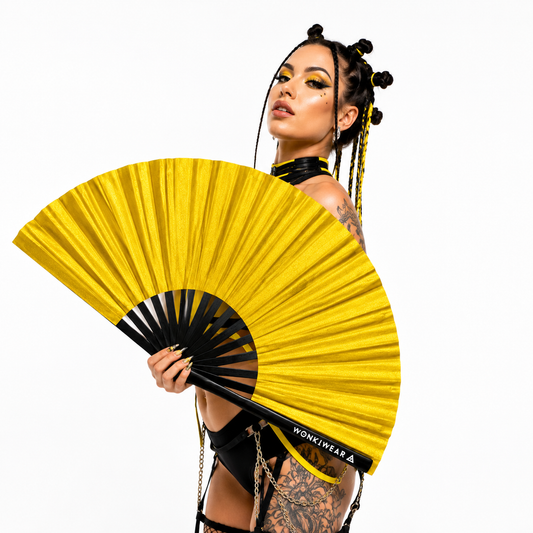 Gold Shimmer Metallic XL Festival Fan