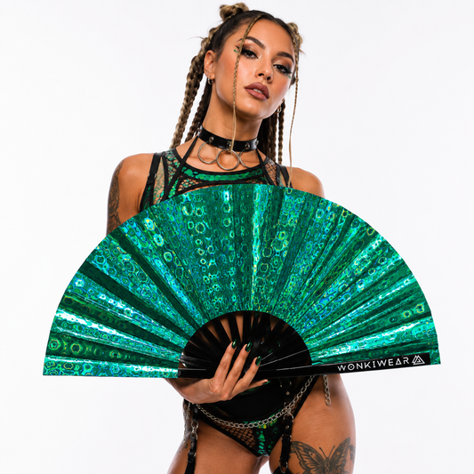 Green Holographic XL Festival Fan