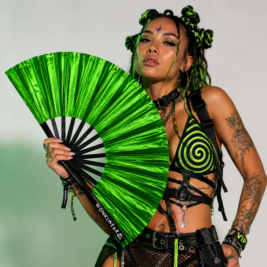 Green Shimmer Metallic XL Festival Fan