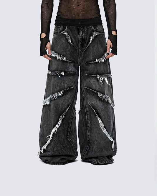 Raw Edge Straight Leg Pants