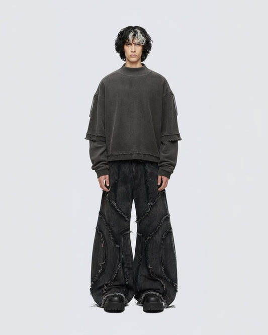 KIIKIO Patchwork Distressed Sweatshirt